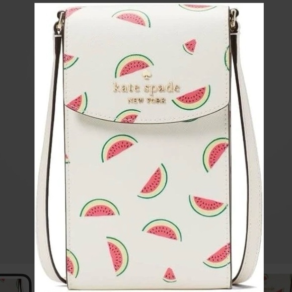 kate spade Handbags - kate spade White Watermelon Print Crossbody Phone & Cards Bag Pouch Leather NWT